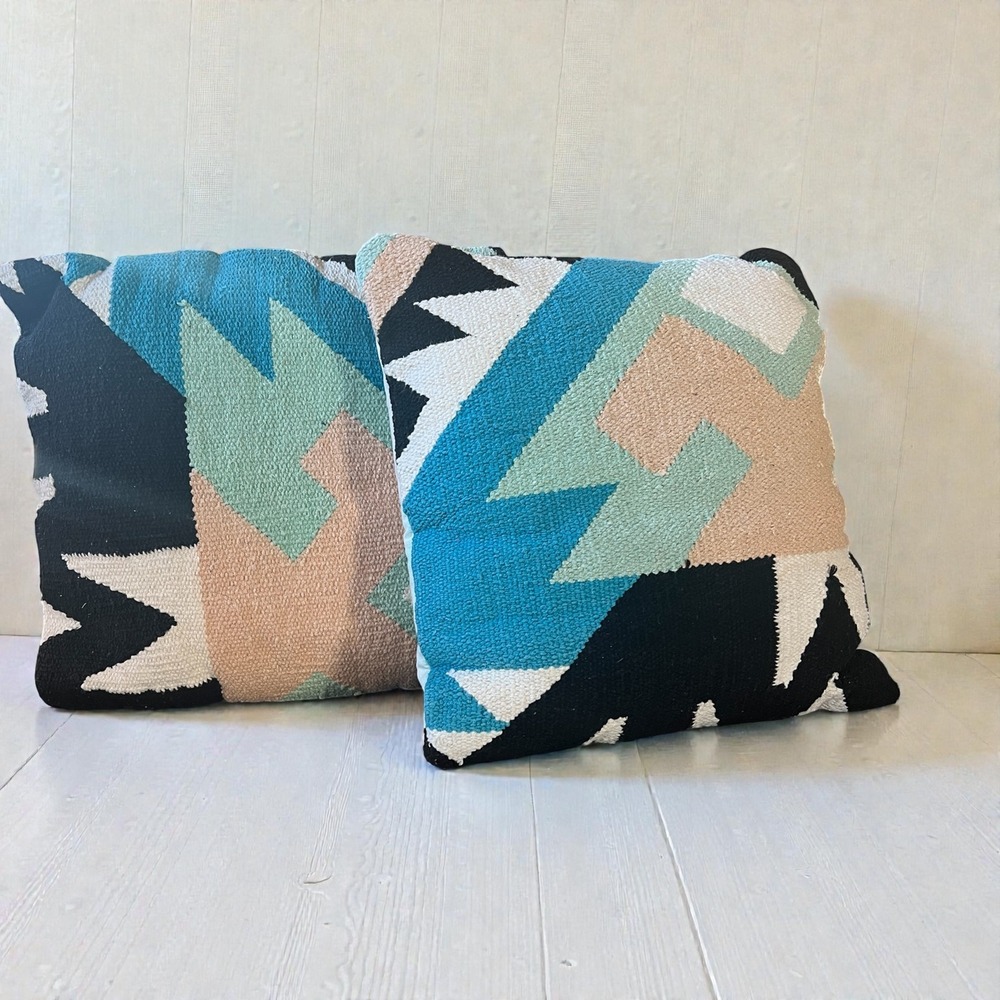 Colorful Geometric Kilim Pillows Urban Outfitters Desert Modern Set 2 Boho
